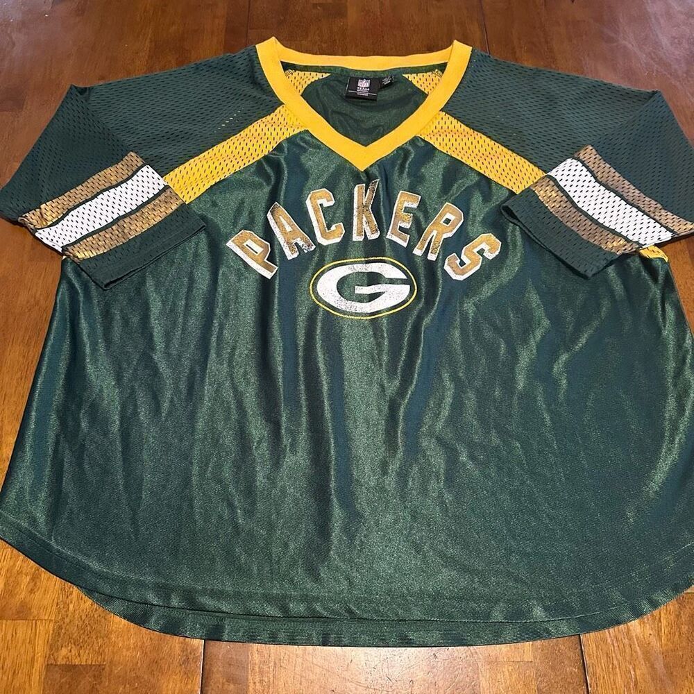 Green Bay Packers Women’s NFL Football Jersey Polyester Stretch Relaxed Fit Sz M